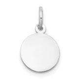 14K White Gold Plain .013 Gauge Round Engravable Disc Charm